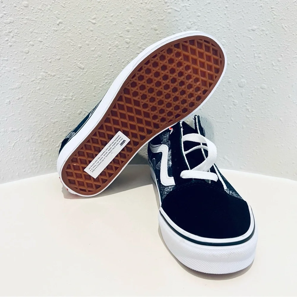 Vans Old Skool Unisex Suede Canvas Wireframe Black Sneakers Sz W 6.5 M 5 NEW